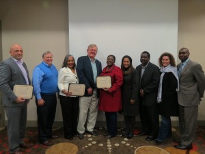 Participants in CWA’s 2014 Mentor Protégé Pilot Program:  (L-R) Pete Panos, San Jose Water Company; Jack Hawks, California Water Association; Emma Maxey, Golden State Water Company; John Kroll, Senior Manager, Western States Oil Company; Holley Joy, Manager, California American Water (and representing Dyson Electric); Charmaine Jackson,  San Jose Water Company; Thomas Gibbs, Precision Contractors; Stephanie Swenseid, Suburban Water Systems; and Oscar Edwards, Project Manager, IBS Consulting. 